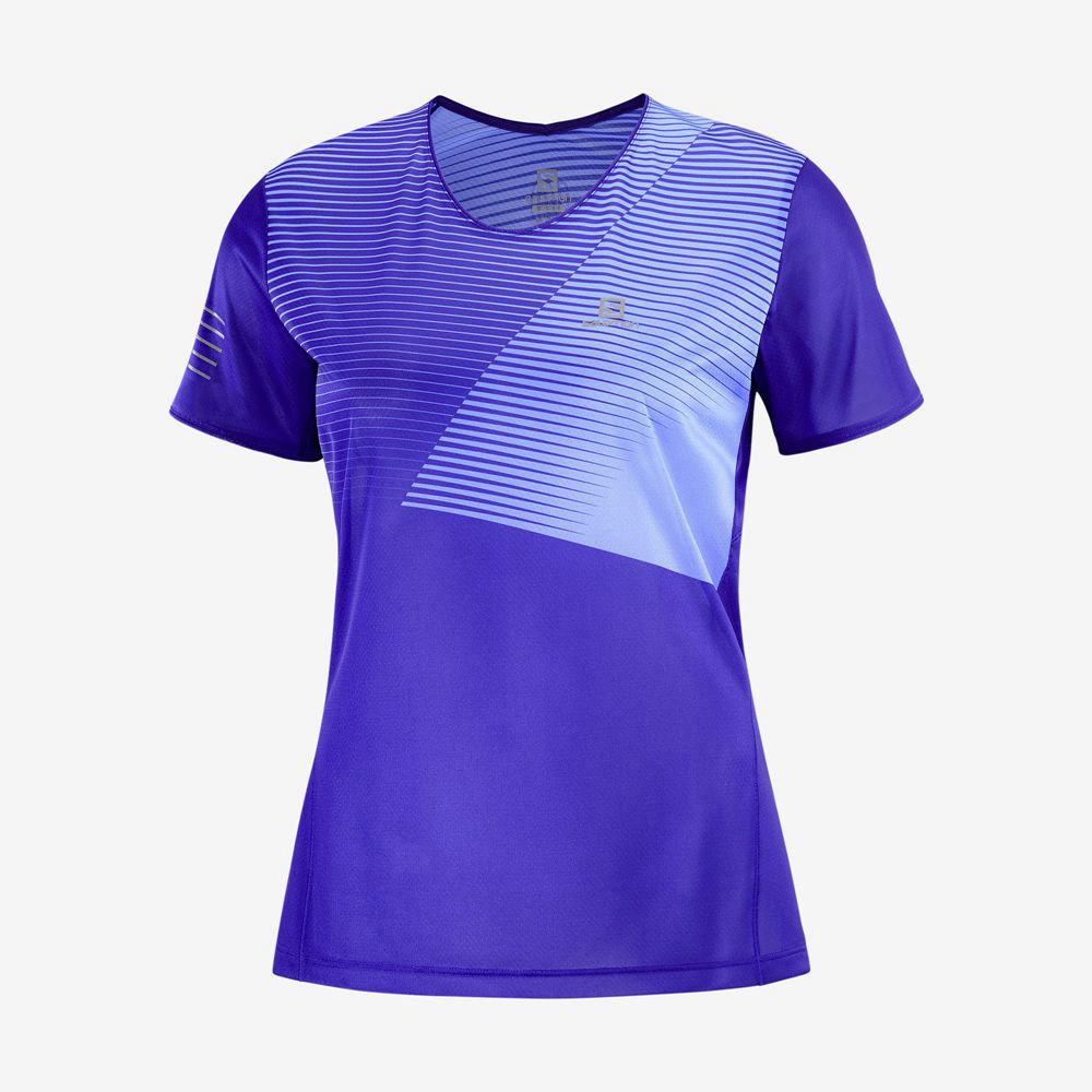 SALOMON SENSE Philippines - Women's Tee Shirts - Blue | 543671-OLS